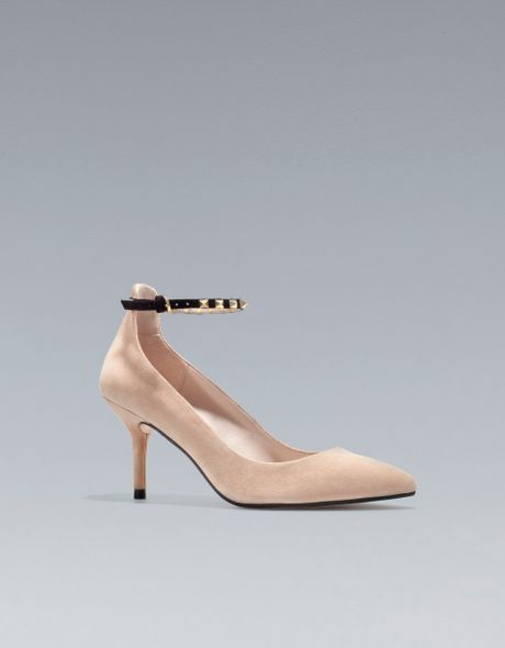 Zara Mid Heel with Ankle Strap in Beige (sand) | Lyst