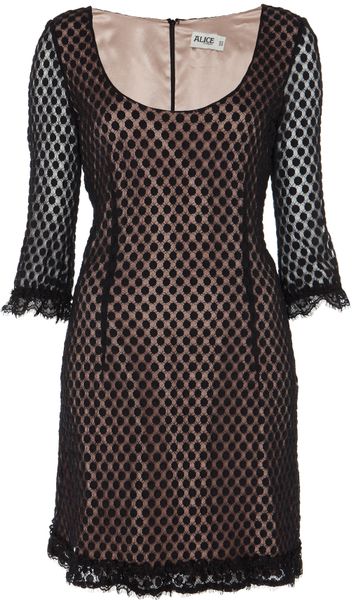 Alice By Temperley Sleeved Davis Dress in Black (black/nude) - Lyst
