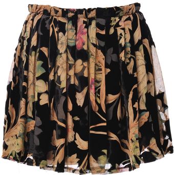 Almost Famous Floral Velvet Mini Skirt - Lyst