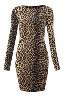 Ax Paris Animal Print Long Sleeve Dress - Lyst