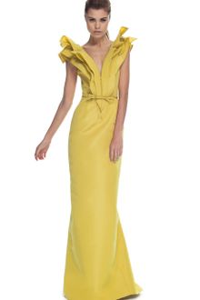 Carolina Herrera Resort Silk Faille Vneck Gown - Lyst