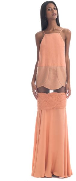 Paula Raia  Bright Nude Illusion Gown - Lyst