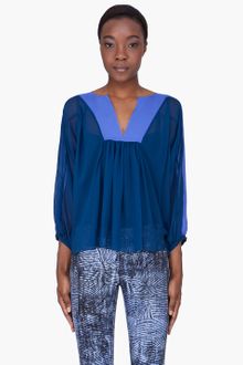 See By Chloé Blue Combo Silk Blouse - Lyst