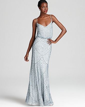 Adrianna Papell Beaded Gown Sleeveless Blouson - Lyst