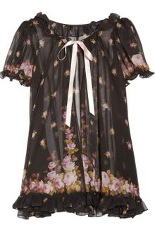 Agent Provocateur Syble Ruffled Floral-Print Silk-Chiffon Robe - Lyst
