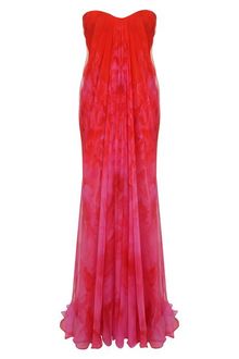 Alexander McQueen Petal Print Chiffon Bustier Dress - Lyst