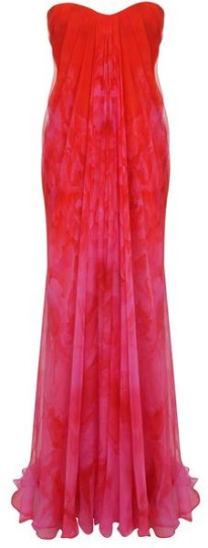 Alexander Mcqueen Petal Print Chiffon Bustier Dress in Pink - Lyst