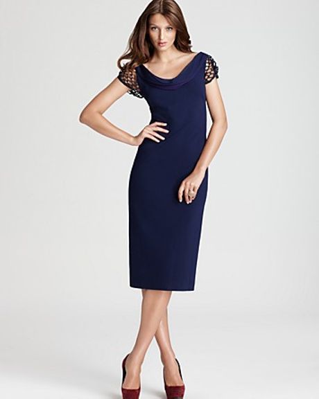 tahari navy gown