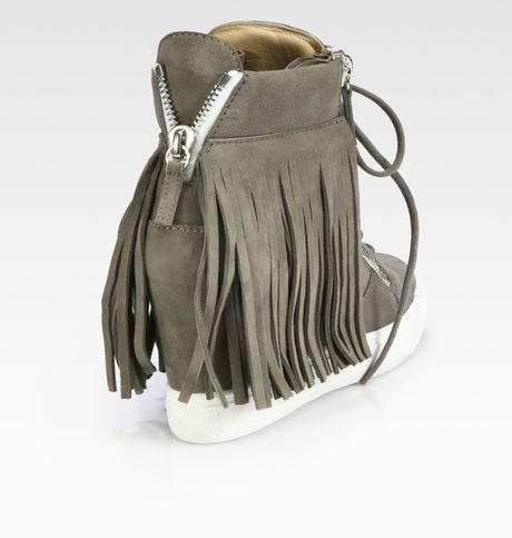 suede fringe sneakers