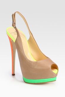 Giuseppe Zanotti Leather Glitter Slingback Sandals - Lyst