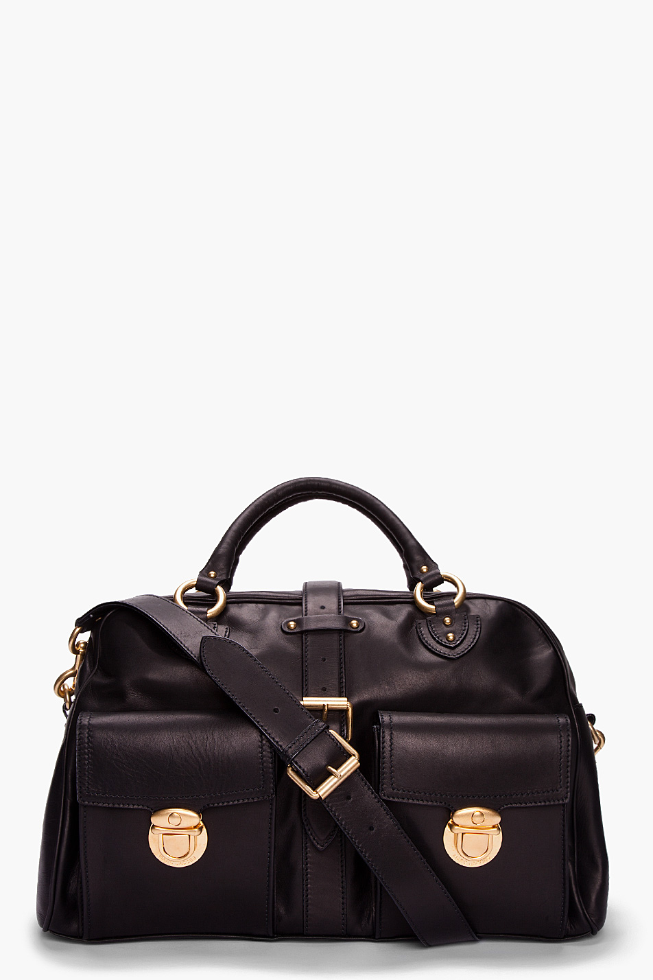 Marc Jacobs Large Black Leather Cargo Duffle Bag in Black for Men | Lyst