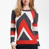 Milly Intarsia Stripe Sweater in Gray (poppy/ grey melange multi) - Lyst
