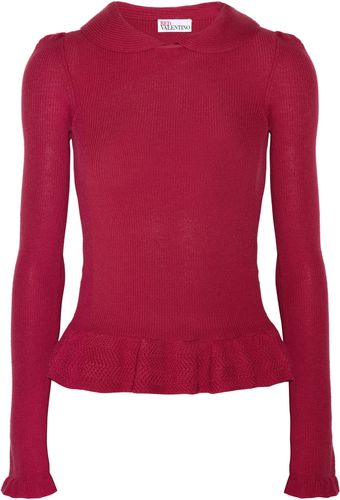 RED Valentino Ribbed Knit Wool Top - Lyst