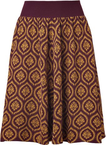 Sophie Theallet Chocolategold Fine Knit Jacquard Silk Skirt - Lyst