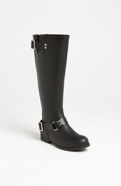 Steve Madden Tsunamii Contrast Zip Rain Boot in Black (black pink ...