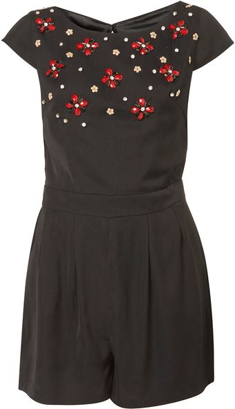 Topshop Embellished Playsuit  - Lyst