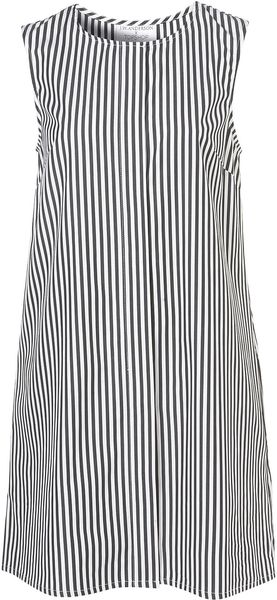 Topshop Striped Cotton Dress By Jw Anderson For Topshop in Black - Lyst