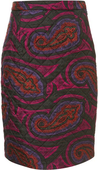 Topshop Quilted Paisley Silk Skirt  - Lyst