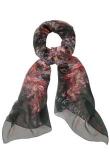 Alexander McQueen Black Painted Flowers Circle Skull Silk Scarf - Lyst