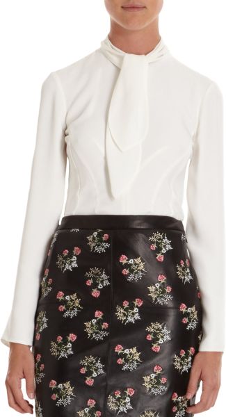 Derek Lam Tie Neck Long Sleeve Top - Lyst