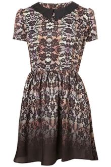 Topshop Check Lace Flippy Dress - Lyst