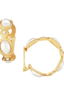 Kenneth Jay Lane Pearly Hoop Clipon Earrings - Lyst