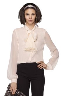 Oscar de la Renta Long Sleeve Blouse with Neck Tie - Lyst