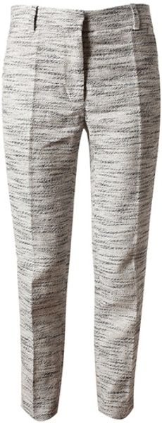 3.1 Phillip Lim Flecked Linencotton Cropped Trousers in Gray (white) - Lyst
