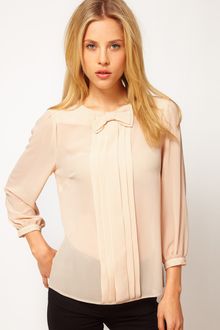 ASOS Collection Asos Top with Bow Tie and Pleat Detail - Lyst
