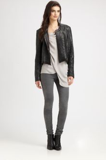Helmut Lang Crystal Cropped Leather Jacket - Lyst