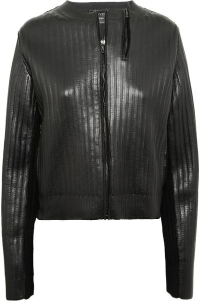 Lanvin KnitEffect Leather Jacket in Black - Lyst