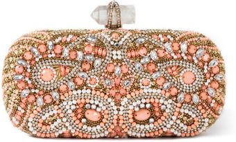 Marchesa Resort Lily Embroidered Clutch in Coral - Lyst