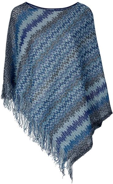 Missoni Zig Zag Poncho in Blue - Lyst
