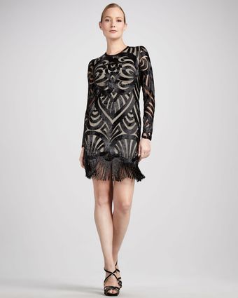 Naeem Khan Beaded Longsleeve Cocktail Dress - Lyst