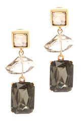 Oscar de la Renta Three Geometric Stone Drop Earrings