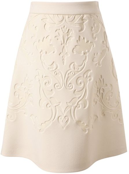 Stella Mccartney Baroque Embossed Neoprene Skirt in White - Lyst