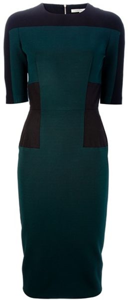 Victoria Beckham Pencil Dress in Green - Lyst