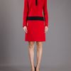 Victoria Beckham Collared Dress in Red - Lyst
