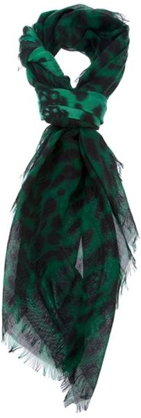 Alexander Mcqueen Leopard Print Scarf in Green (leopard) - Lyst