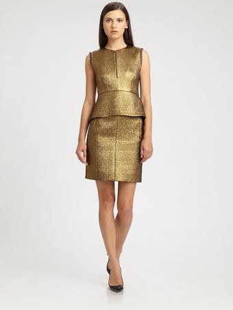 Diane Von Furstenberg Delian Metallic Peplum Dress - Lyst