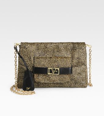 Diane Von Furstenberg Haircalf Leopard Print Clutch - Lyst