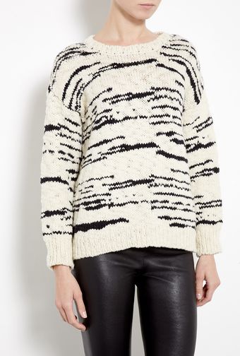Iro Cream and Black Merino Knitted Jumper - Lyst