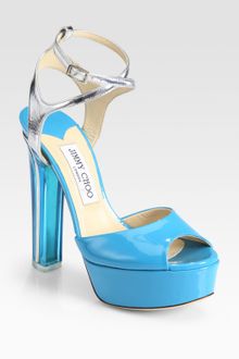 Jimmy Choo Lolita Patent Metallic Leather Platform Sandals - Lyst