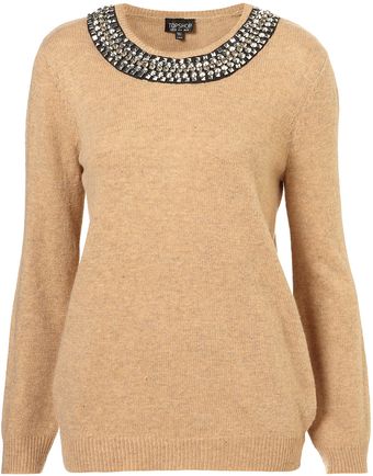 Topshop Knitted Necklace Jumper - Lyst