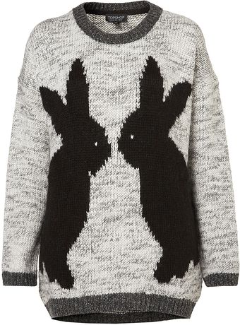 Topshop Knitted Mirror Bunny Jumper - Lyst
