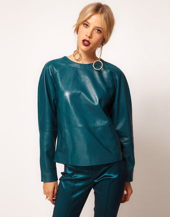 ASOS Collection Leather Top with Cocoon Sleeve - Lyst
