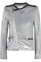 Iro Longina Sequined Jersey and Leather Jacket