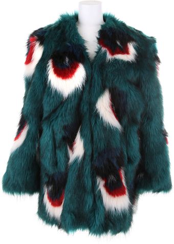 Meadham Kirchhoff Multicolor Faux Fur Coat in A Blend Of Acrylic - Lyst