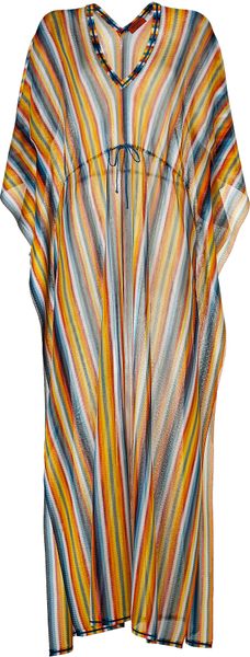 Missoni Currypetrol Rainbow Stripe Maxi Caftan in Orange (petrol) - Lyst
