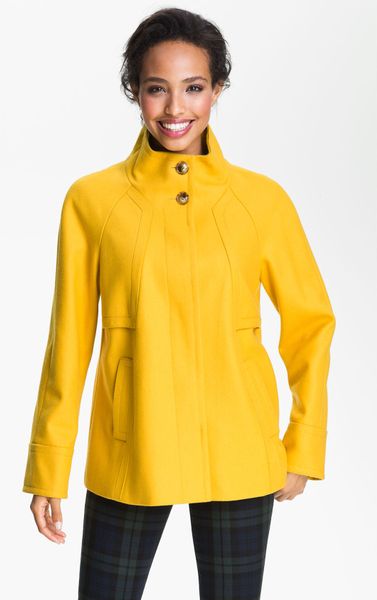 Ellen Tracy Stand Collar Aline Coat Nordstrom Exclusive in Yellow (end ...